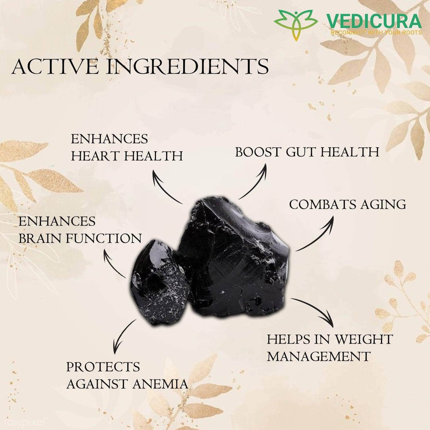 Himalayan Shilajit: Rich in Minerals & Fulvic Acid - For Men & Women - 30 Capsules - VEDICURA