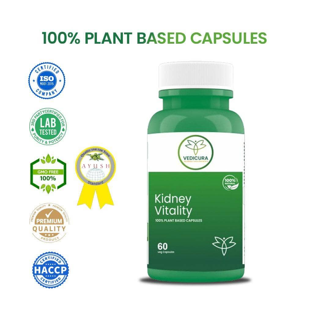 Kidney Vitality: Natural Assistance for Kidney Health and Urinary Wellness - 60 Capsules - VEDICURA